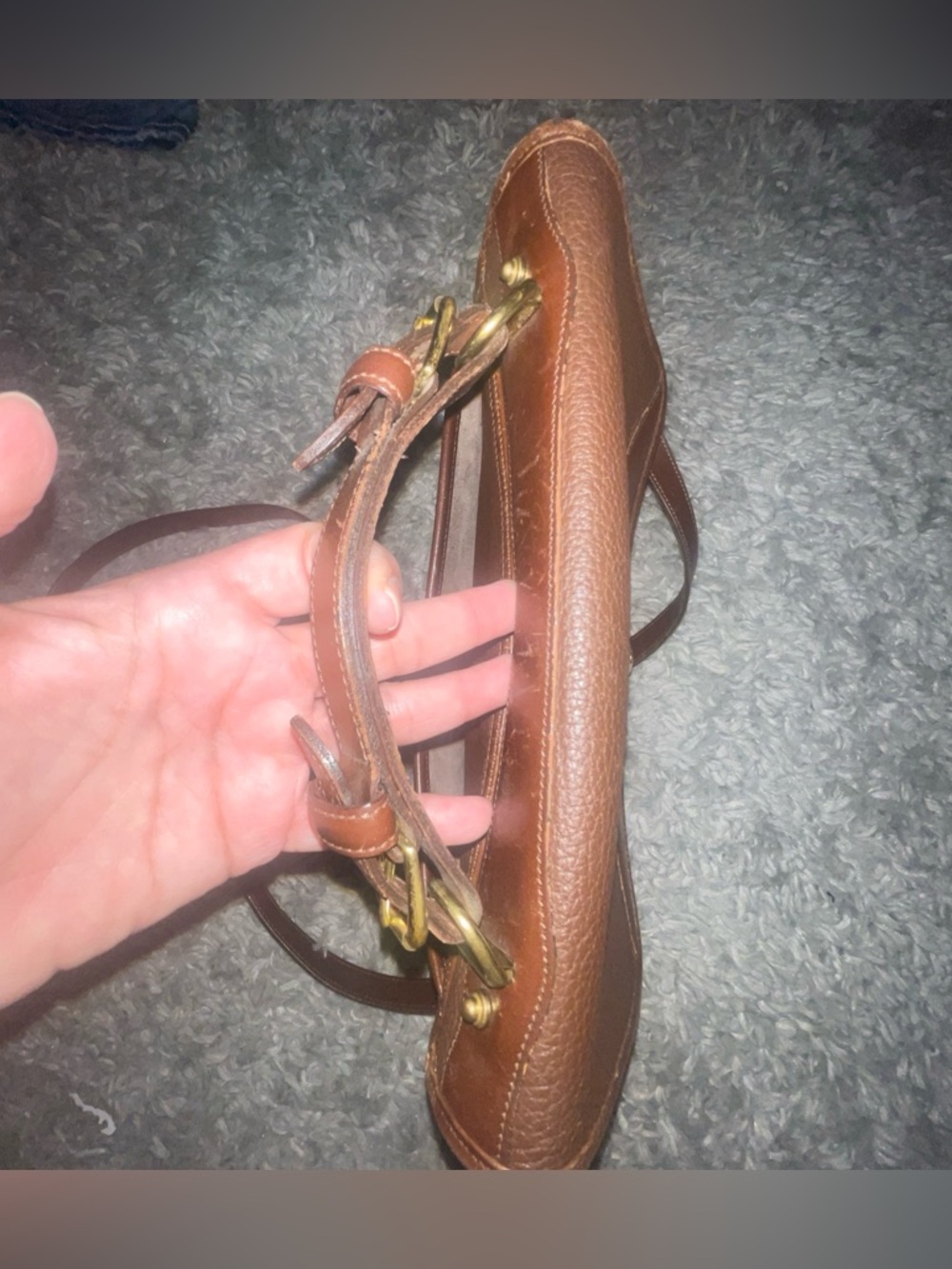 Vintage Dooney & Bourke Chocolate AWL Leather Crossbody Shoulder Bag - Picture 16 of 17
